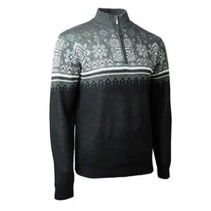 Neve‎ Merino Kirby Sweater Men's Large Gray/Black 1/4 Zip Neck Wool Blend Nordic